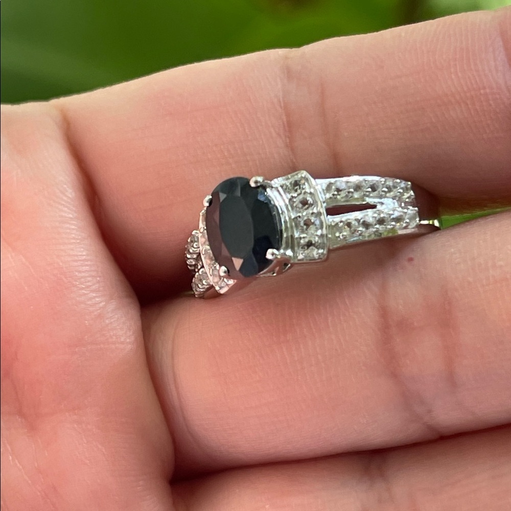 NWT Genuine Natural Blue Sapphire 1.40ct & White Topaz .14 Gemstone 925 Silver 7 - Picture 6 of 13